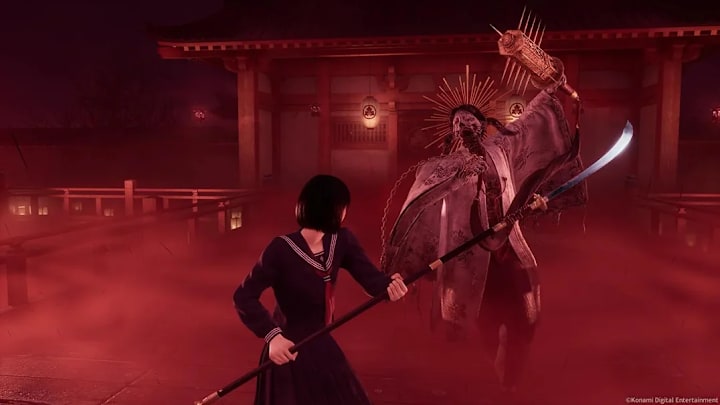 Hinako fights a boss in Silent Hill f
