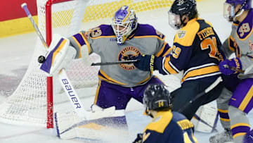 Minnesota State goaltender Alex Tracy, the CCHA Player of the Year in 2024-25.