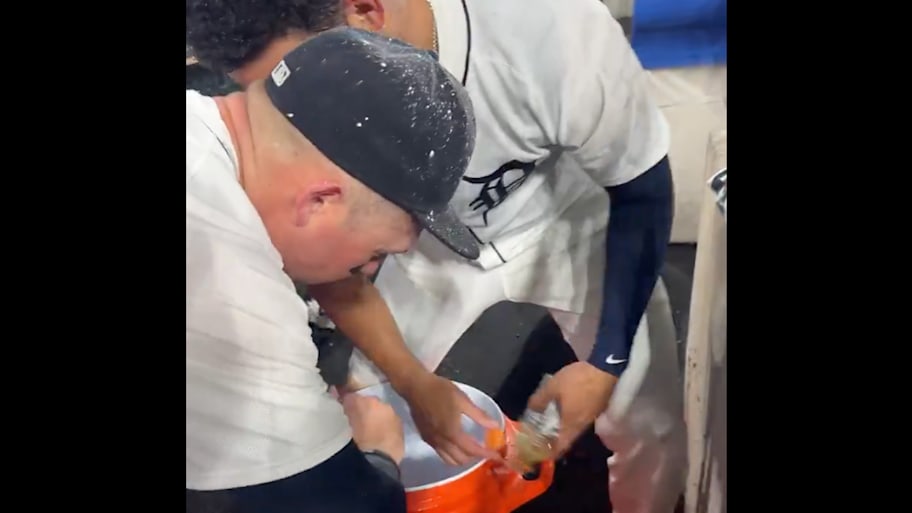 Riley Greene and Spencer Torkelson worked extra hard to make the celebration happen.  | Tigers on X
