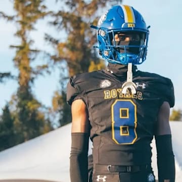 The First Academy (Orlando) 2026 three-star defensive back Danny Odem in his football jersey preparing for a game