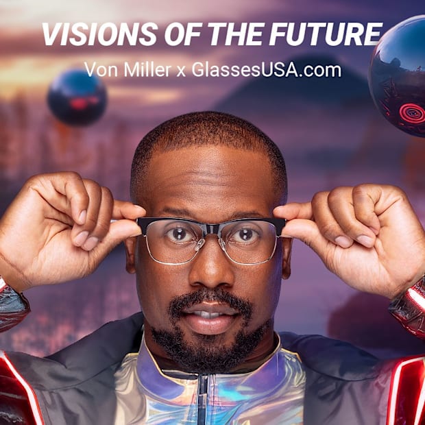 Von Miller models glasses.