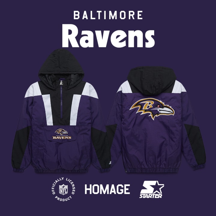 Embrace Nostalgia with Starter's Retro Baltimore Ravens Pullover Jacket