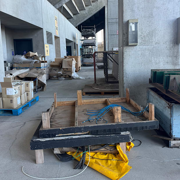 Mount Davis concourse filled with junk at Oakland Coliseum