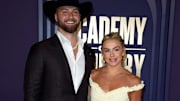 Jake Ferguson and Haley Cavinder the carpet at the 59th ACM Awards at the Ford Center at the Star in Frisco, Texas, 