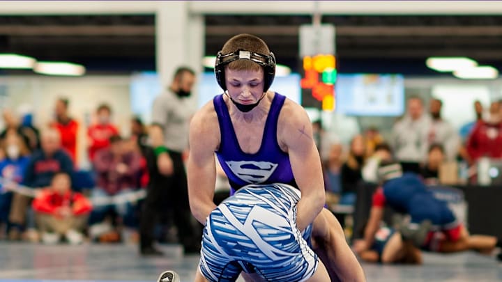 Sid Tildsley takes the mat against his opponent Sid Tildsley takes the mat against his opponent