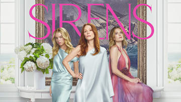 Milly Alcock, Julianne Moore, and Meghann Fahy - Sirens on Netflix key art