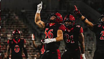 August Salvati celebrates after a sack while at San Diego State University. 