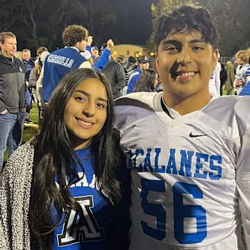 Amin Noroozi (right), a standout junior offensive and defensive line for Acalanes-Lafayette (Calif.), perished on Thursday from complications to a spinal injury suffered at Stinson Beach in Northern California on Sunday.  