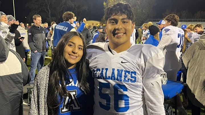 Amin Noroozi (right), a standout junior offensive and defensive line for Acalanes-Lafayette (Calif.), perished on Thursday from complications to a spinal injury suffered at Stinson Beach in Northern California on Sunday.  