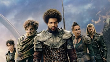 The Wheel of Time Season 3 Panorama Art, Perrin, Loial, Alanna, Maksim, and Faile. Image: Prime Video.