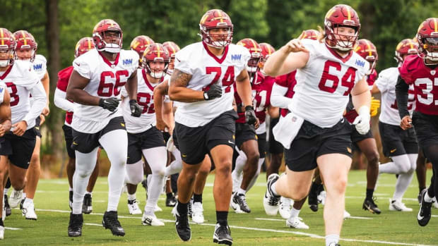 Washington Commanders offensive tackle Brandon Coleman (74).