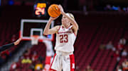 Nebraska guard Britt Prince shoots against Tarleton State.