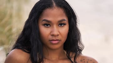 Jordan Chiles was photographed by Ben Horton at The Boca Raton. Swimsuit by I.AM.GIA.