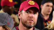 Oct 13, 2018; Los Angeles, CA, USA; NFL former and USC former quarterback Carson Palmer attends a game between the USC Trojans and the Colorado Buffaloes at the Los Angeles Memorial Coliseum. Mandatory Credit: Jayne Kamin-Oncea-Imagn Images