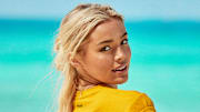 Olivia Dunne was photographed by Ben Watts in Bermuda. Shirt by MONSE.