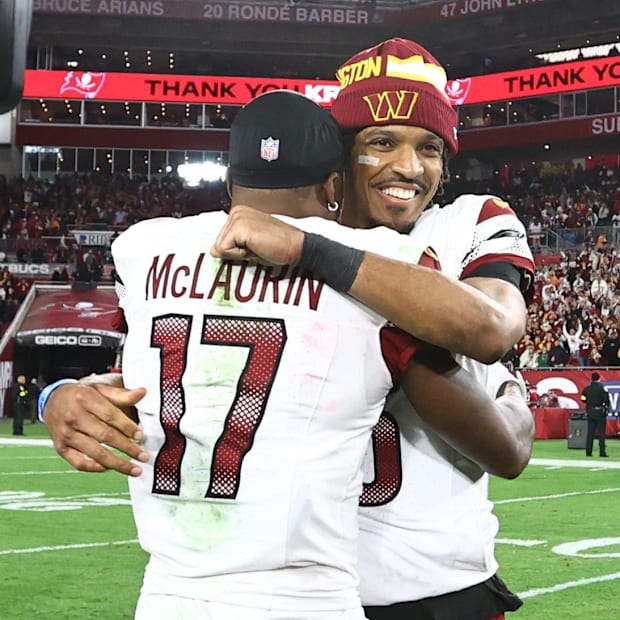 Washington Commanders receiver Terry McLaurin and quarterback Jayden Daniels
