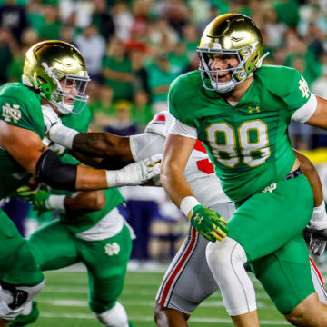 Notre Dame tight end Mitchell Evans