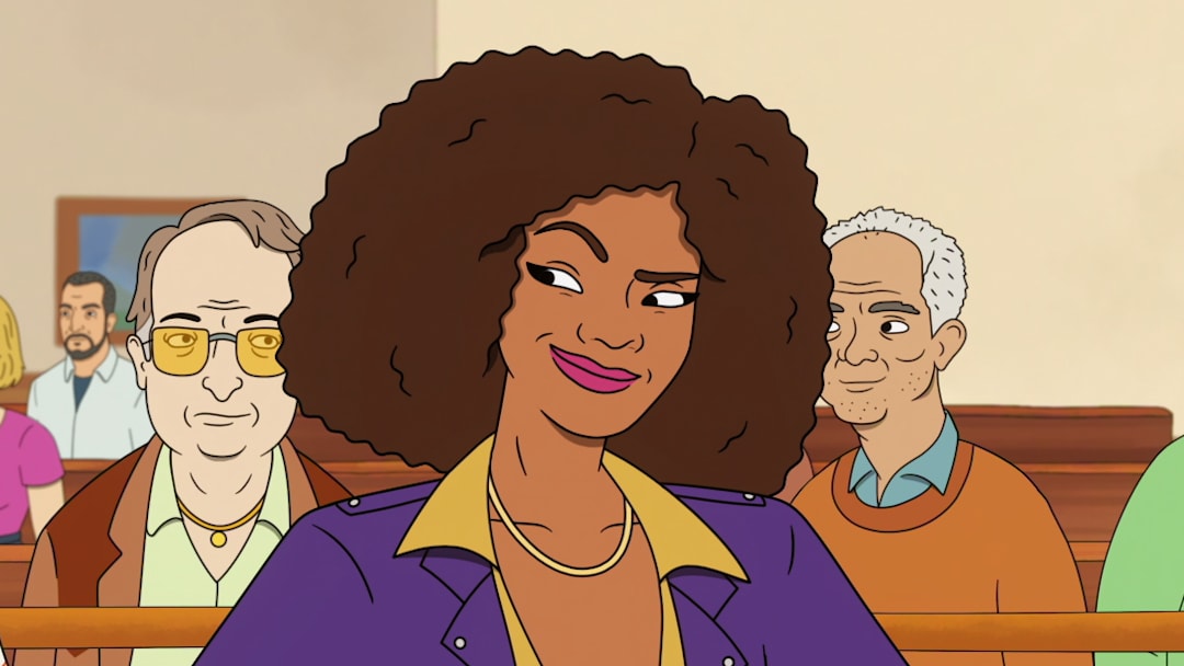 Strip Law S1. Adam Scott as Lincoln Gumb, ESQ. and Janelle James as Sheila Flambe in Strip Law S1. Cr. Courtesy of Netflix © 2026