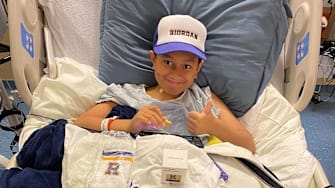 JP Tofi, the 10-year-old brother of Riordan senior and Oregon-signee Tommy Tofi is battling acute myeloid leukemia in a UCSF Benloff Children's Hospital with the support of a large family and Riordan community. 