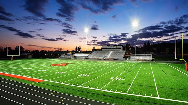 Merrill Field, home of the Harlan Cyclones, one of the winningest high school football programs in Iowa. Merrill Field, home of the Harlan Cyclones, one of the winningest high school football programs in Iowa.
