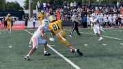 St. Thomas Aquinas receiver Julius Jones hauls in one of his 11 catches in a 29-21 loss to Bishop Gorman.