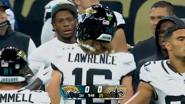 Trevor Lawrence committed an ugly turnover early in the Jaguars' preseason game vs. the Saints on Sunday. Trevor Lawrence committed an ugly turnover early in the Jaguars' preseason game vs. the Saints on Sunday.