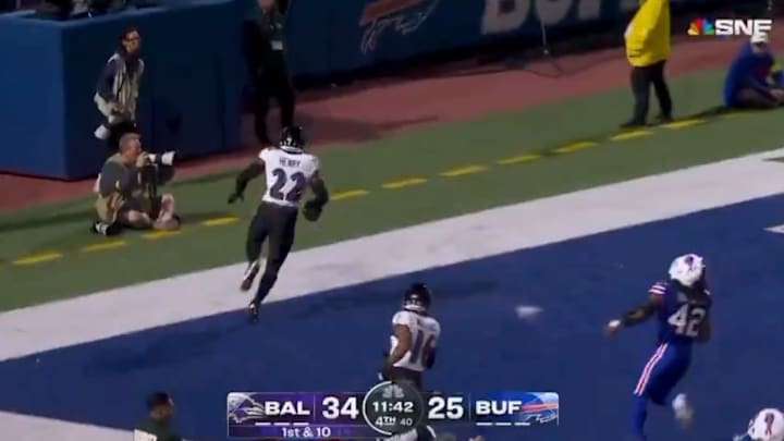 Derrick Henry had a water bottle thrown at him after scoring a touchdown vs. the Bills on Sunday night.