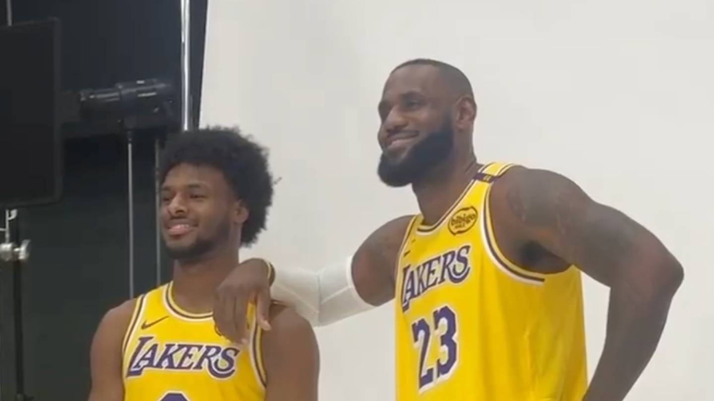 First Look at LeBron James and Son Bronny in Lakers Uniforms Was Iconic