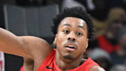 Toronto Raptors forward Scottie Barnes reacts after making a basket against the Brooklyn Nets.
