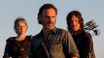 Cooper Andrews as Jerry, Khary Payton as Ezekiel, Danai Gurira as Michonne, Melissa McBride as Carol Peletier, Andrew Lincoln as Rick Grimes, Norman Reedus as Daryl Dixon, Christian Serratos as Rosita Espinosa - The Walking Dead _ Season 8, Episode 16 - Photo Credit: Gene Page/AMC