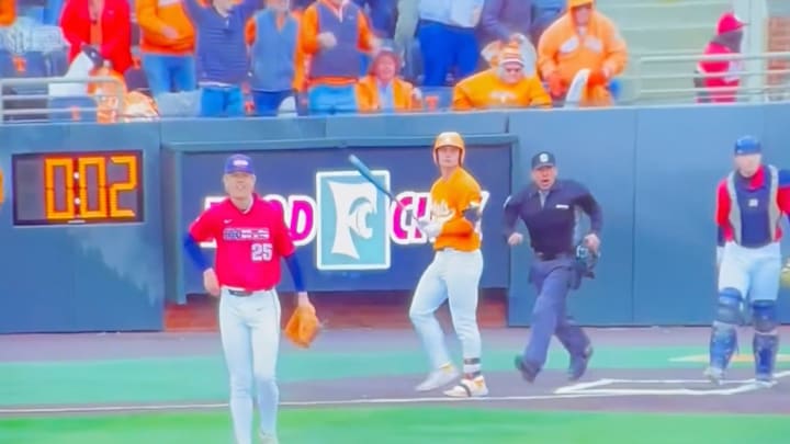 Tennessee's Levi Clark had some fun watching this ball travel to the moon. Tennessee's Levi Clark had some fun watching this ball travel to the moon.