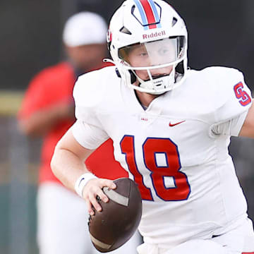 St. Ignatius senior quarterback Soren Hummel, shown here in a season-opening game against San Ramon Valley, threw for 180 yards and two touchdowns Friday in a big 16-14 win at Cathedral Catholic of San Diego. 