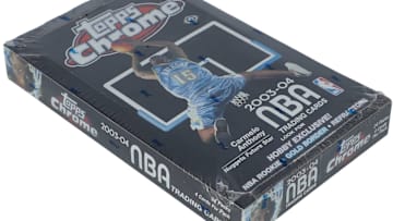 2003-04 Topps Chrome Hobby Box. The famous set includes rookies from LeBron James, Dwyane Wade, and Carmelo Anthony.