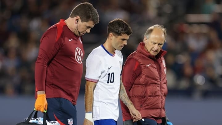 Christian Pulisic (middle) suffered a hamstring injury against Australia. Christian Pulisic (middle) suffered a hamstring injury against Australia.