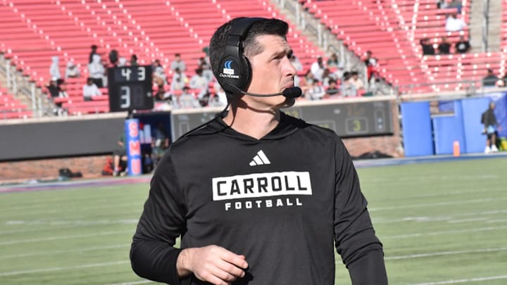 Southlake Carroll coach Riley Dodge won a state title as a player at Southlake in 2006. He will look to win one as a coach next week in the Class 6A Division II finals.