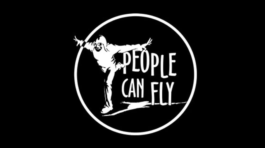 People Can Fly logo in white on black background.