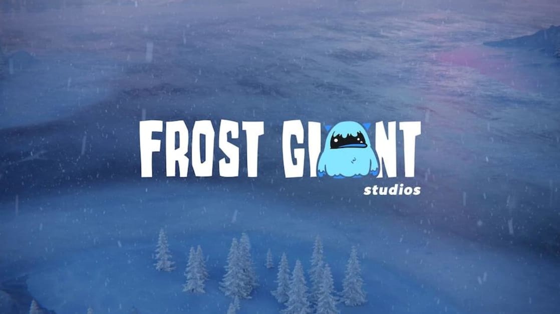 Frost Giant Studios logo on top of icy landscape.