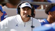 Florida Gators head coach Dan Mullen looks on against the Georgia Bulldogs during the first quarter at TIAA Bank Field.