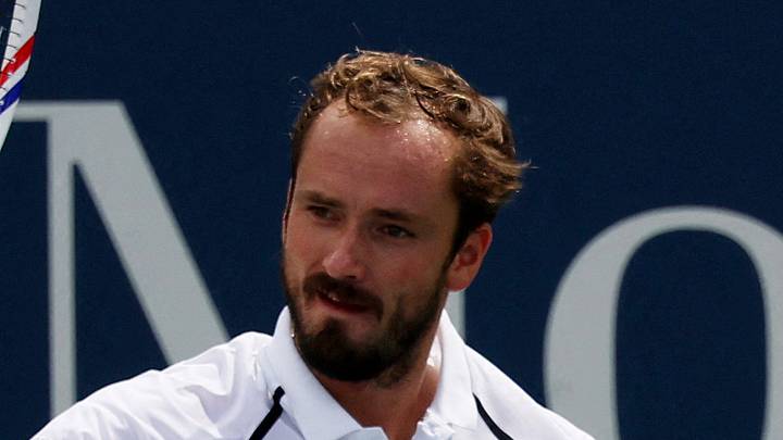 Daniil Medvedev celebrates winning