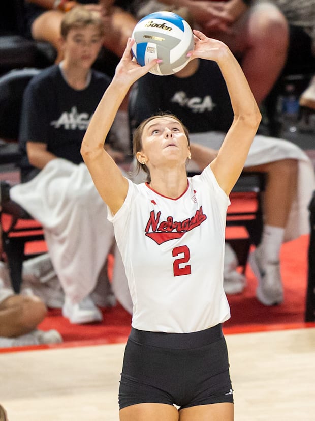 Nebraska setter Bergen Reilly during the AVCA First Serve.