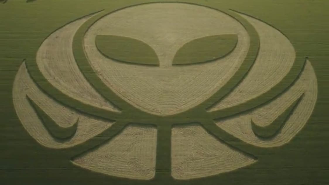 A cornfield showing Victor Wembanyama's logo in a Nike ad.
