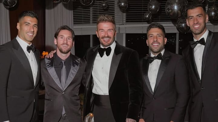 David Beckham (center) celebrated his upcoming birthday with Inter Miami's best.