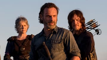 Cooper Andrews as Jerry, Khary Payton as Ezekiel, Danai Gurira as Michonne, Melissa McBride as Carol Peletier, Andrew Lincoln as Rick Grimes, Norman Reedus as Daryl Dixon, Christian Serratos as Rosita Espinosa - The Walking Dead _ Season 8, Episode 16 - Photo Credit: Gene Page/AMC