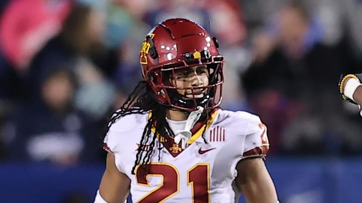 Former Iowa high school football star Jamison Patton (21) snagged a pivotal interception for Iowa State, setting a key third quarter touchdown drive and propelling the Hawkeyes to 28-16 road victory at West Virginia. Former Iowa high school football star Jamison Patton (21) snagged a pivotal interception for Iowa State, setting a key third quarter touchdown drive and propelling the Hawkeyes to 28-16 road victory at West Virginia.