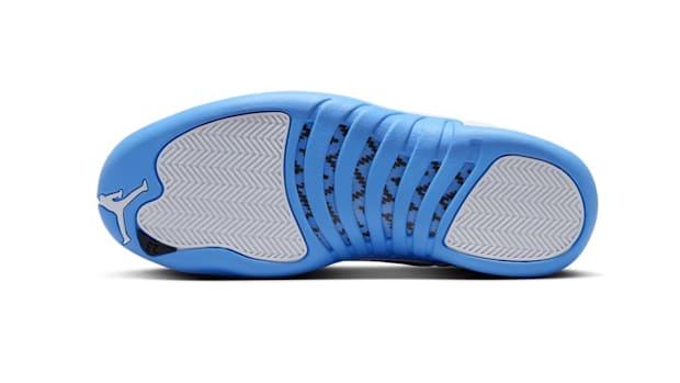 White and blue Air Jordan outsole.