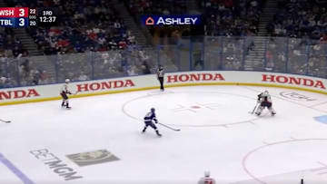 Washington Capitals score a goal on their own net after a mistake from goalie Charlie Lindgren.