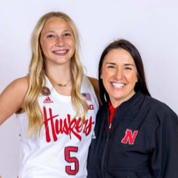 Nebraska women's basketball recruit Olivia Hamlin with Husker coach Amy Williams during Hamlin's visit to Lincoln.