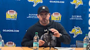 South Dakota State football coach Jimmy Rogers speaks to the media after 52-6 win over Murray State.