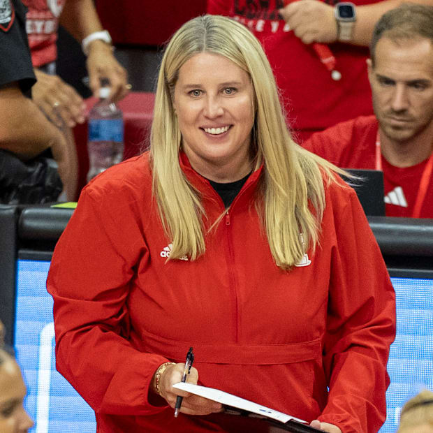 Nebraska Volleyball Head Coach Dani Busboom Kelly during the Red-White Scrimmage on Saturday.