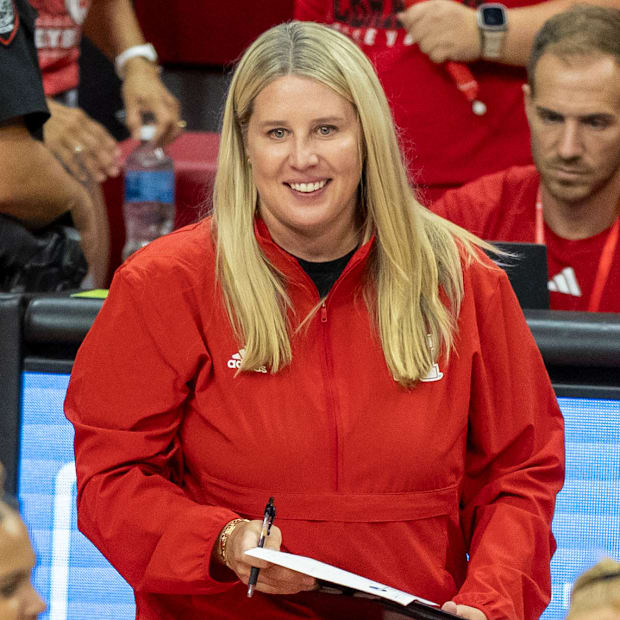 Nebraska Volleyball Head Coach Dani Busboom Kelly during the Red-White Scrimmage on Saturday.